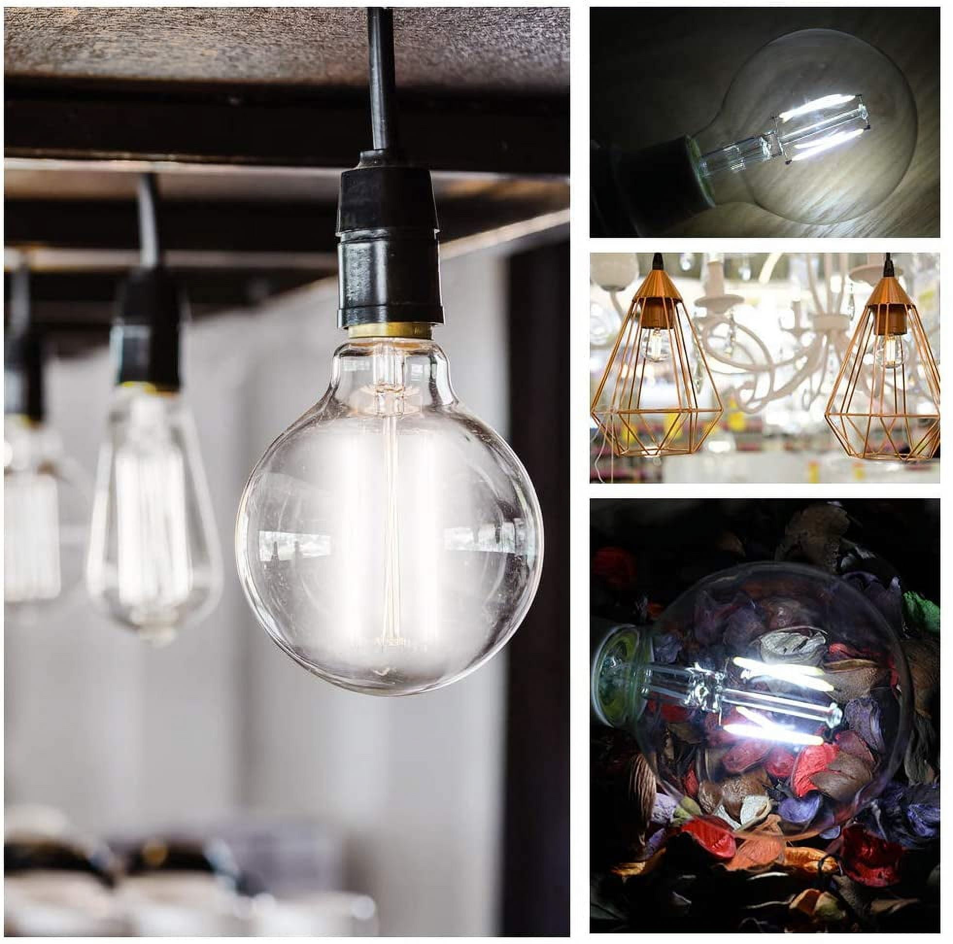 ENERGETIC Dimmable LED Globe Light Bulb, 5000K Daylight, 60 Watts Equivalent, Vanity Round Decorative Bulb, E26 Base,Perfect For Vanity Makeup Mirror,droplight,Floor lamp, UL Listed, 6 Pack