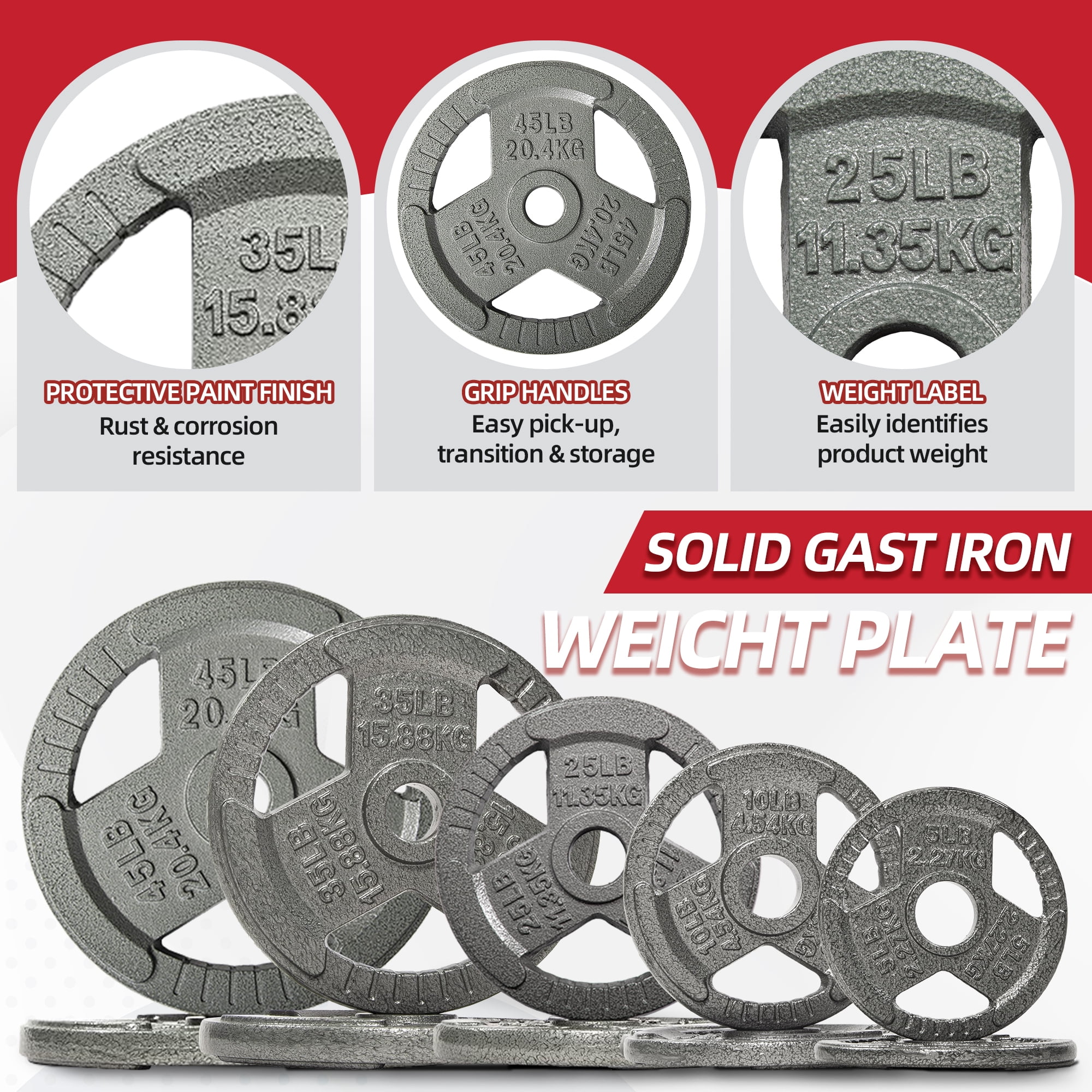 FlexWave Barbell 2-Inch Olympic Bumper Plate Weight Set, 80-240 lbs, Multiple Options