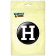 thumbnail image 1 of Letter H Initial Black White Pinback Button Pin Badge, 1 of 2