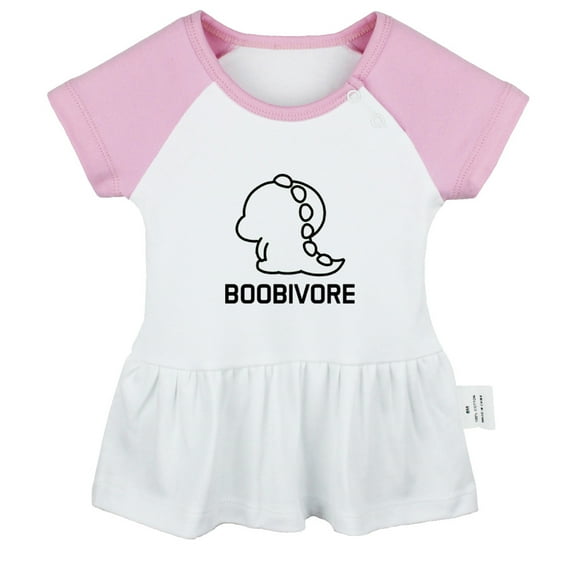 Boobivore Dinosaur Funny Dresses For Baby, Newborn Babies Skirts, Infant Princess Dress, 0-24M Kids Graphic Clothes (Pink Raglan Dresses, 18-24 Months)