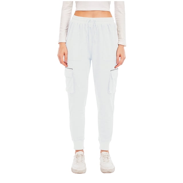 DPTALR Women Solid Reflective Strip Drawstring Pokets Casual Tight Overalls Sports Pants Bottoms