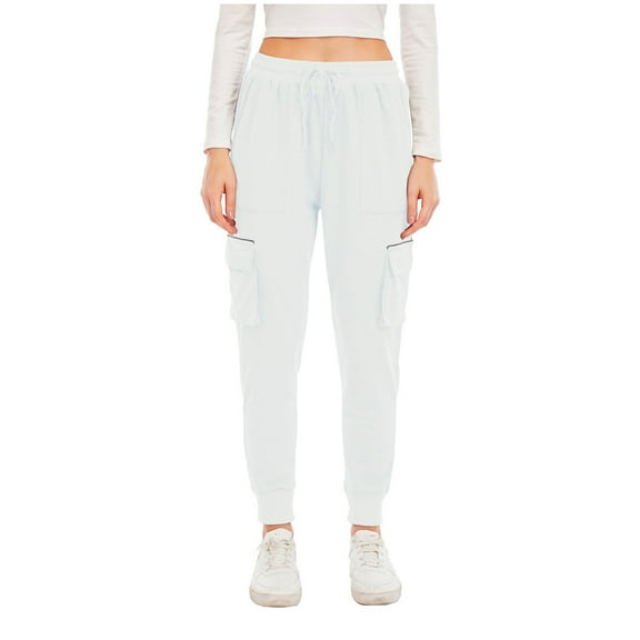 Women's Loose Cargo Sweatpants Pockets Sporty Gym Athletic Fit Workout Jogger Pants Yoga Lounge Cinch Bottom Trousers