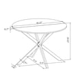 thumbnail image 2 of 42.13'' Modern Cross Leg Round Dining Table, White Marble Top Occasional Table, Two Piece Removable Top, Matte Finish Iron Legs, 2 of 7