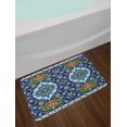 thumbnail image 2 of Moroccan Bath Mat, Authentic Oriental Motif with Vintage Byzantine Style Tile Effects Artwork, Non-Slip Plush Mat Bathroom Kitchen Laundry Room Decor, 29.5 X 17.5 Inches, Mustard Royal Blue, Ambesonne, 2 of 2