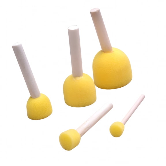 CCOCC 5pcs Round Paint Sponge Brush Kids Painting Tools Sponge Stippler Set for Painting Crafts and DIY