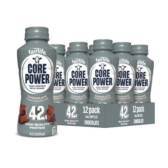 Core Power Elite High Protein Shake with 42g Protein by fairlife Milk, Chocolate, 14 fl oz, 12 count