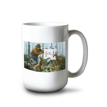 

15 fl oz Ceramic Mug Smokey Bear Forest Fire Equation Vintage Poster Dishwasher & Microwave Safe