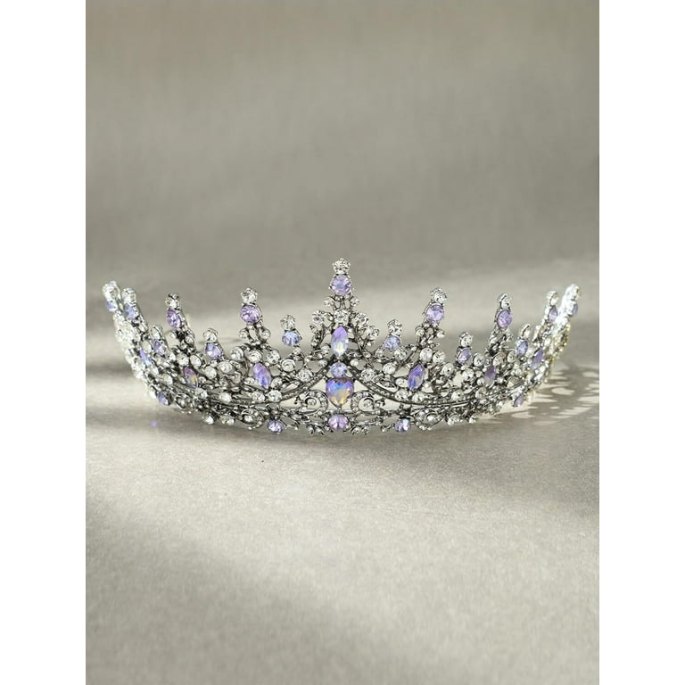 RUseeN Purple Iridescent Tiara Crown Queen Crowns for Women  display picture 3
