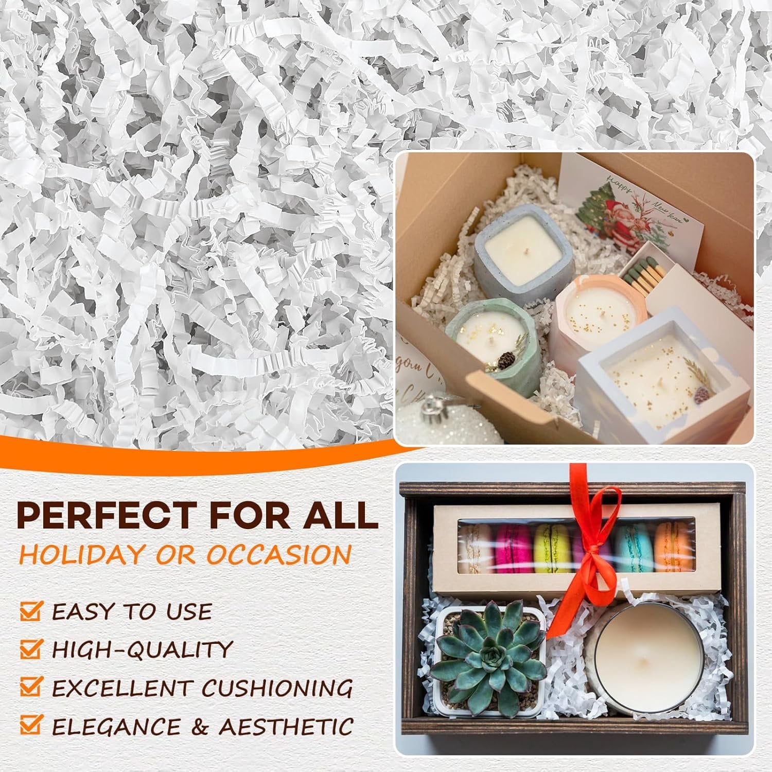 3LB White Crinkle Paper Filler, Cut Shredded Paper for  Baskets Packaging Wrapping Cushion Stuffing Box Confetti Filler for Easter Christmas Wedding Birthday Bridesmaid