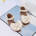 thumbnail image 6 of Xfvqtps Girls Mary Jane Shoes Flats Soft Sole Ballet Bow Detail Pearl Hook and Loop Strap Princess Shoes for Spring Summer Casual Outfit, 6 of 9