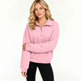 thumbnail image 2 of Women's Sweatshirt Quilted Texture Quarter Zip Collared Long Sleeve Pullover Sweatshirt Streetwear Loungewear Top, 2 of 6