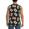 thumbnail image 4 of Fotbe Men's Colorful Retro Tape Print Men's Sleeveless Muscle Tank Tops Casual T-Shirts for Gym Workout Beach-XX-Large, 4 of 8