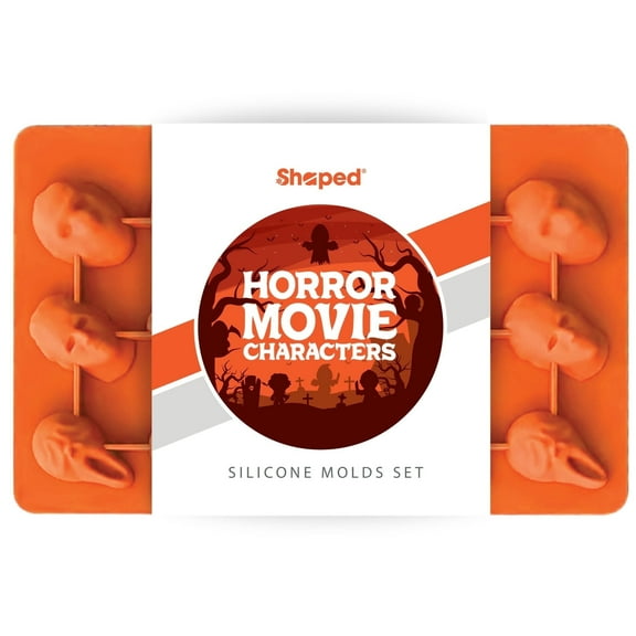 SHAPED Horror Movie Character Silicone Baking Mold Set with 6 Characters - Orange