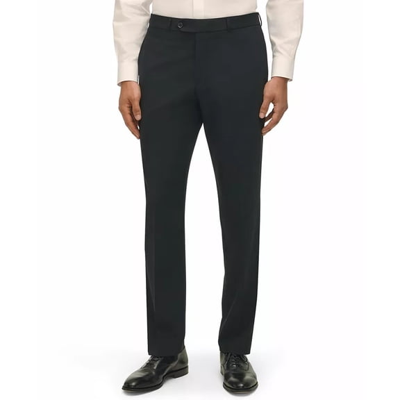 Brooks Brothers Mens Classic fit Dress Pants 36 / 30 Black Solid Stretch Wool