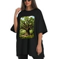 thumbnail image 4 of Plus Size Shirt for Women Black Tops for Women Short Sleeves Shirt for Women Tree T Shirt Oversized Shirt for Women S, 4 of 5
