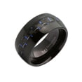 thumbnail image 1 of Tungsten Carbide 10mm Black Plated Band With Black and Blue Carbon Fiber Inlay Ring Size 8.5, 1 of 5