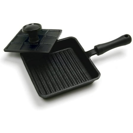 Norpro Mini Cast Iron Panini Pan with Press, 5.9 IN, As Shown