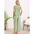 thumbnail image 3 of DARING DIVA Women's 2 Piece Outfit Linen Cropped Tops Leg Pants Lounge Set XS Green, 3 of 6