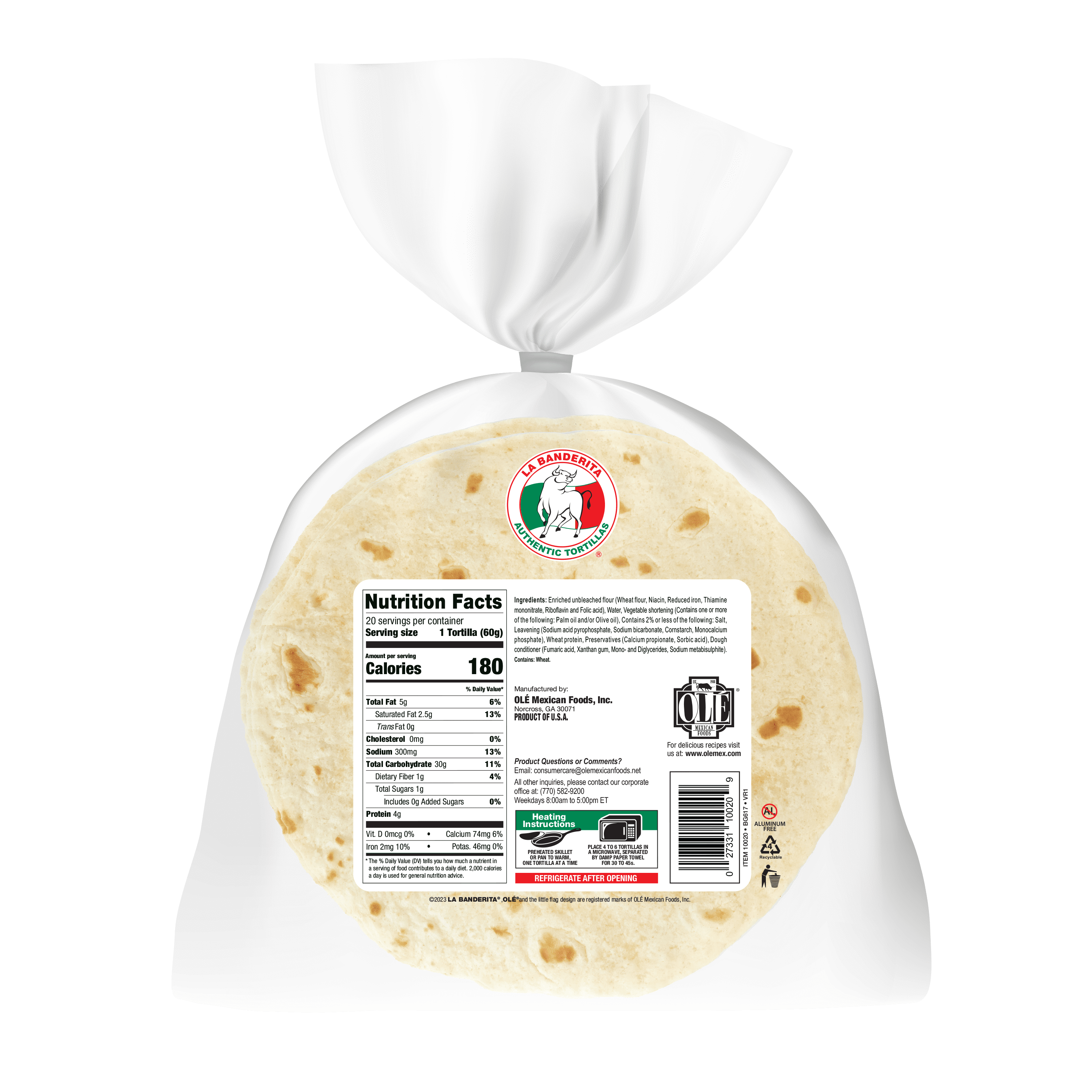 La Banderita Homestyle Flour Tortillas, 42.3 oz, 20 Count