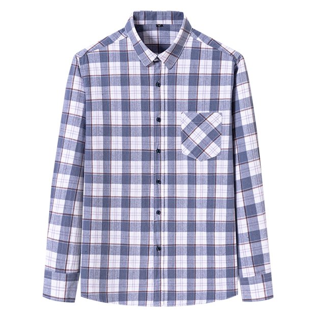 XDZJLR Men Shirts Long Sleeved Pure Wool Plaid Plus Size Fashion Tops