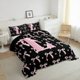 thumbnail image 3 of jejeloiu Personalized Letter L Queen Comforter Set,Pink Monogrammed Theme Bedding Sets,Ribbon Bow Knot Bedding Comforter Set,Bedroom Decor Ultra Soft Reversible,3 Pieces, 3 of 8