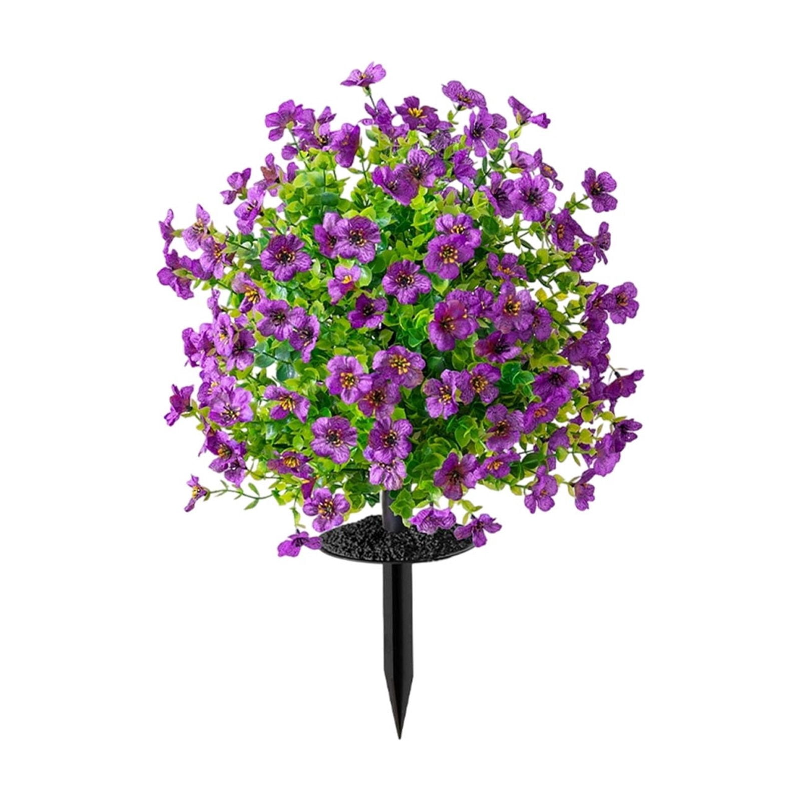 Fmxomd Artificial Boxwood Topiary Flowers with Spike 22", UV Resistant Fake Topiary Balls Tree Outdoor, Realistic Faux Violet Greenery Shrubs for Spring Porch Outdoor Planter