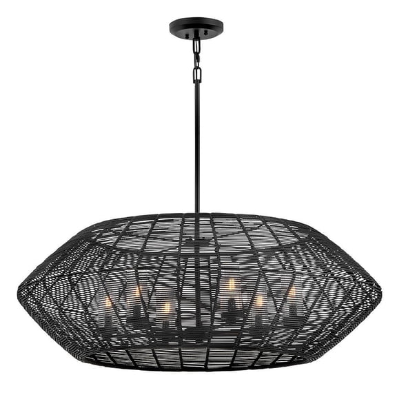10386BK Hinkley Lighting Luca - 30W 6 LED Large Chandelier-15.25 Inch Tall and 42.25 Inch Wide-Black Finish-Black Shade Color