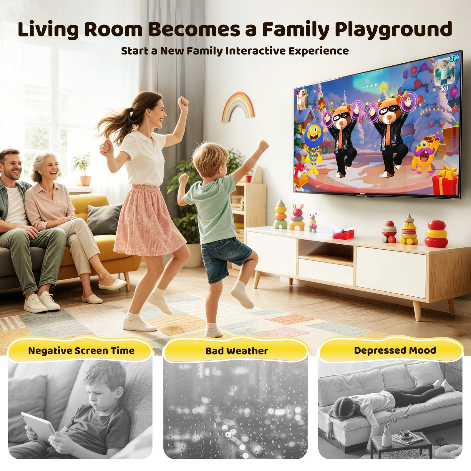 KINHANK MotionX Video Game Consoles with 40+ Games for Kids & Families,Continuous updates,Plug & Play,Indoor Active Play System