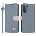 thumbnail image 2 of Compatible with Samsung Galaxy S22 Crossbody Wallet Case,RFID Blocking Card Holder Slots Soft PU Leather+Inner TPU Magnetic Closure Shoulder Strap& Wrist Strap Bow Design Phone Case,Blue, 2 of 12
