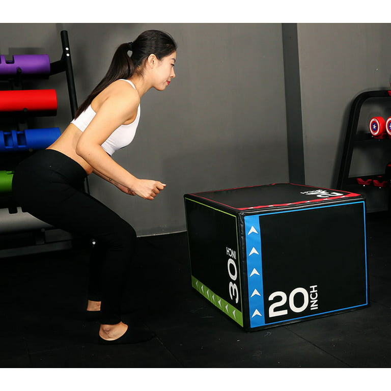 Plyo Box 3-in-1 16x18x24 Soft Sided Plyometrics Jump Trainer Box For  Cross Training, Weight Lifters, and Agility Performance Commercial Home Gym  16