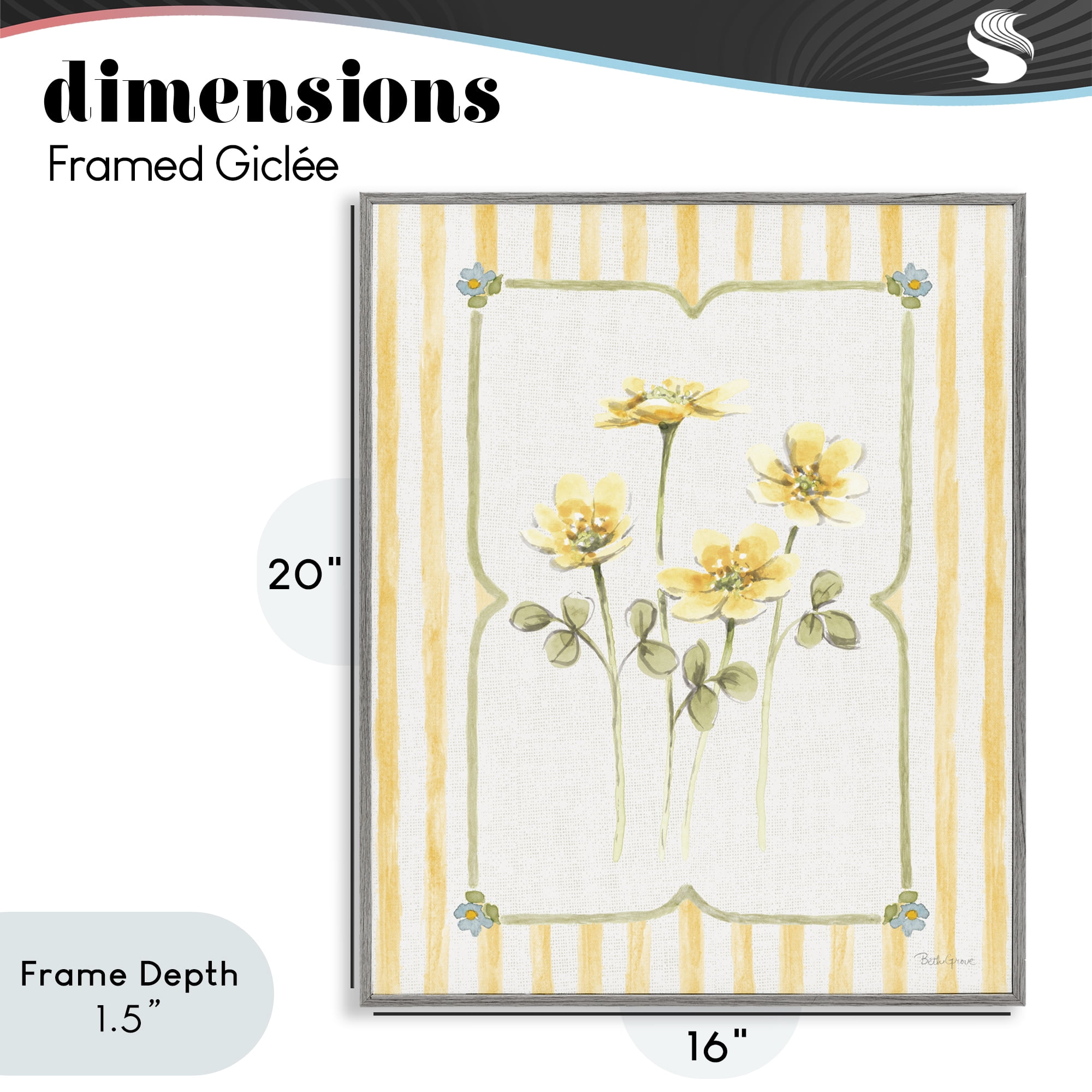 Stupell Industries Sweet Honey Florals Gray Framed Giclee Art, design by Beth Grove
