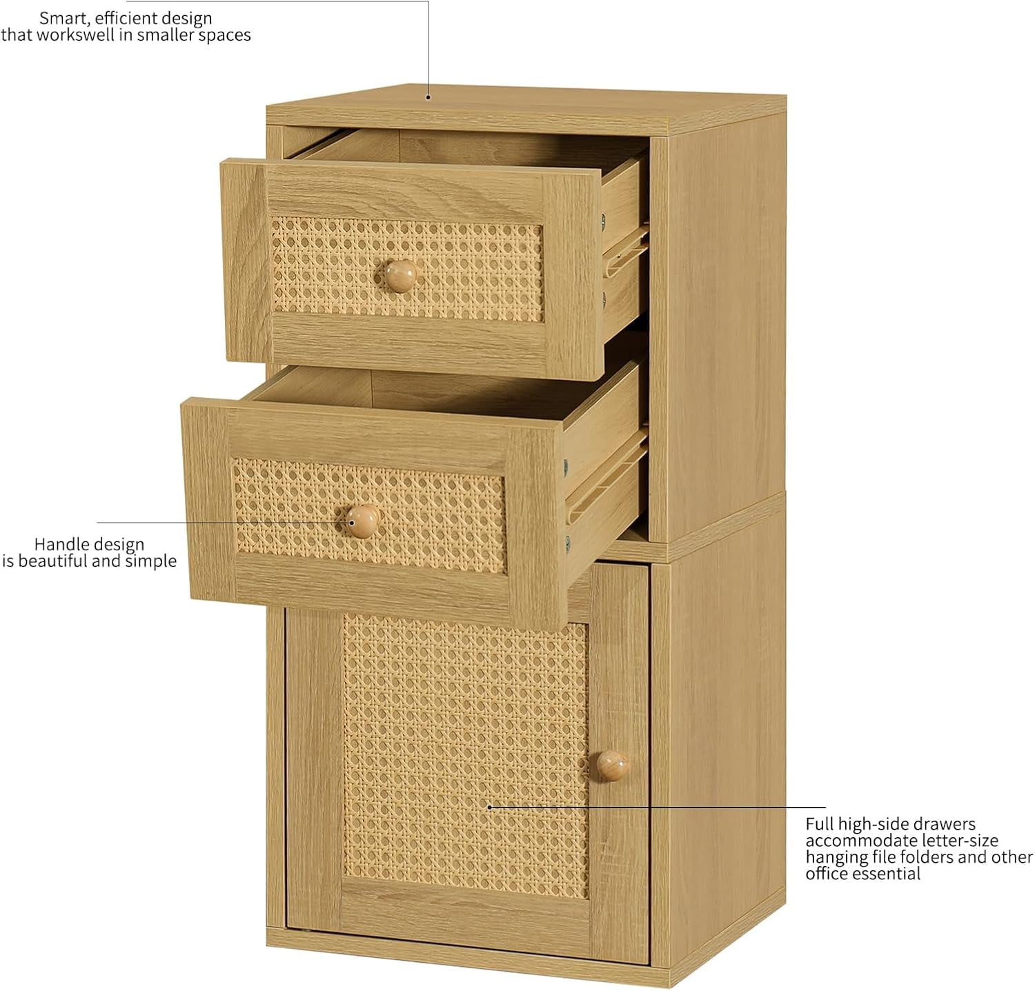 Magic DIY Cube Storage Organizer Stackable Cubes for Home Books Clothes Toys -Modular Cubby Storage System -Closet Organizer -Bookcase Closet (Yellow Oak,Rattan Drawer Cube)