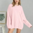 thumbnail image 3 of Womens Plus Size Sweater Casual Solid Color Pullover Soft Comfortable Knit Top Everyday Wear Fall Winter Soft Warm Outfit, 3 of 5