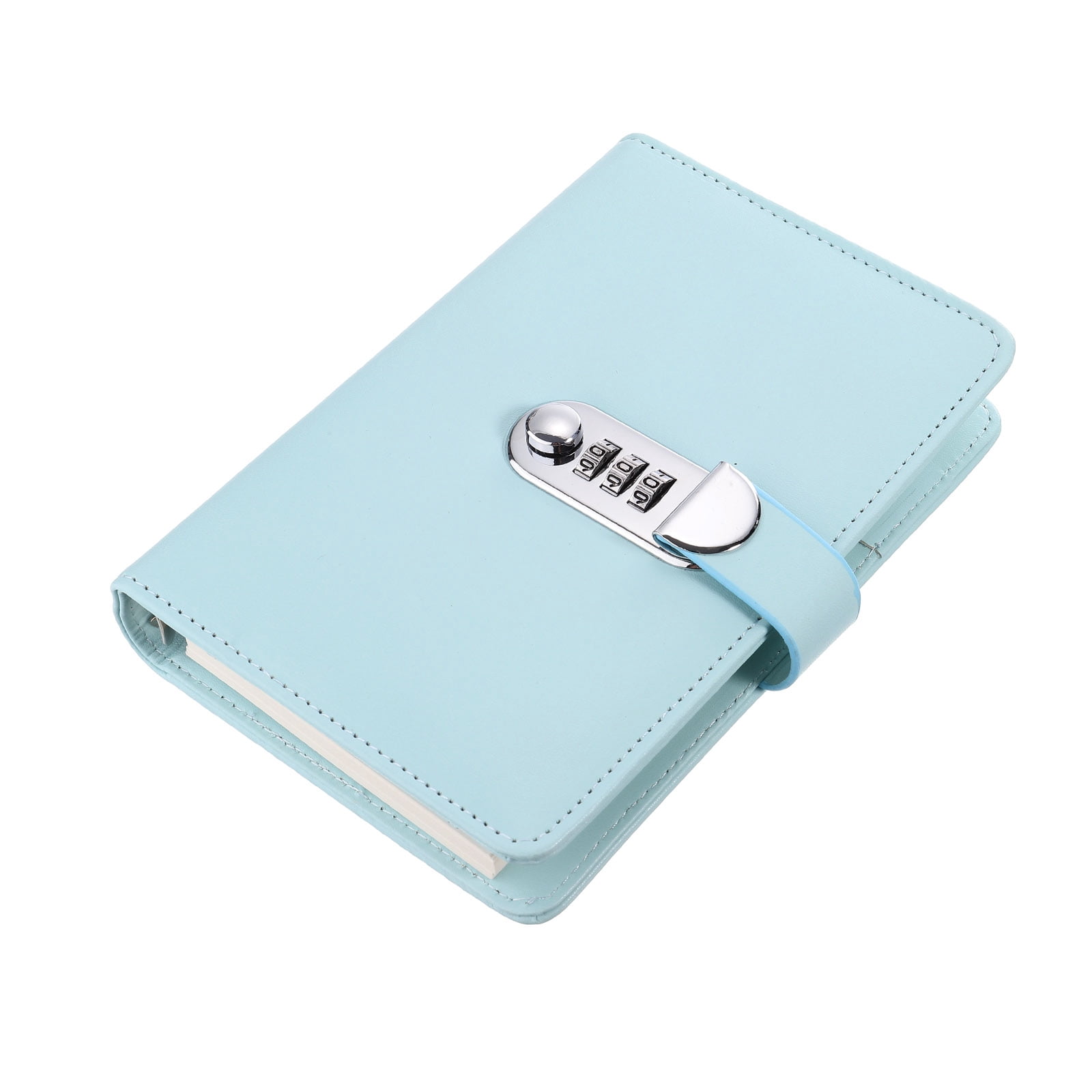 A6 Diary with Lock, Journal with Lock Cute Journaling Leather Notebook Journal Diary Binder Refillable Paper, Blue