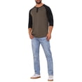 thumbnail image 2 of Camisetas de manga larga Raglan casual para hombres INSPIRE CHIC, estilo Henley, XL, color marrón y negro, 2 of 6