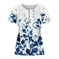 thumbnail image 4 of ALLLIST Short Sleeve Tops for Women Pleated V-Neck Blouses Blue Casual Floral Shirts for Women, 4 of 5