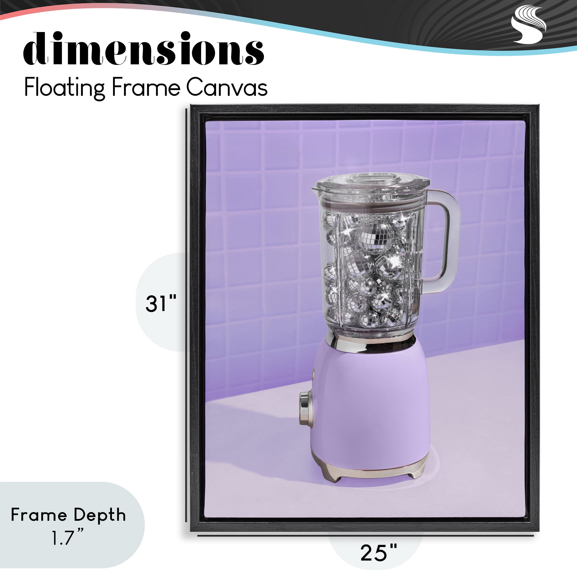 Stupell Industries Disco Drink Blender over Purple Black Framed Floater Canvas Wall Art, design by LISH Creative