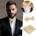thumbnail image 2 of Champagne Gold Formal Wedding Pocket Square Handkerchief for Men Banquet Suit Dress Accessory Silk Style Decorative Linen, 2 of 5