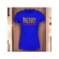 thumbnail image 1 of Playera Blusa Con Estampado Merry Christmas Estilo Animal Print Ropa Para Mujer Color Azul Talla Chica Marca Emil SaEs, 1 of 4