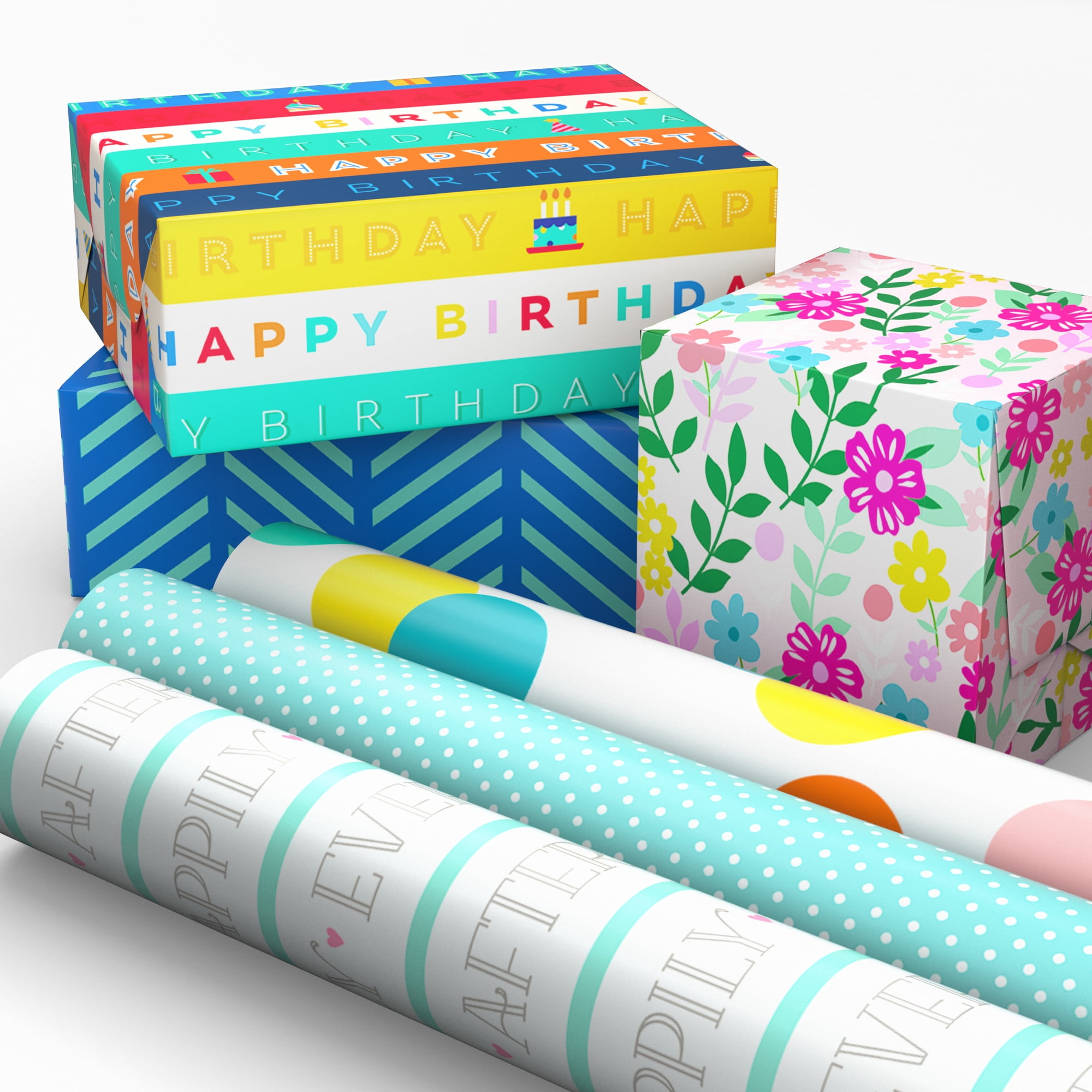 Hallmark 6-Pack Assorted Wrapping Paper Roll Bundle (Happy Occasions) 180 sq. ft. total