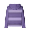 thumbnail image 4 of QATAINLAV Stripe Hooded Sweatshirts Womens Long Sleeve Hoodies Casual Waffle Knit Pullover Tops Outdoor Sweat Shirts with Pocket Ofertas Del Dia de Hoy Relampago Purple S, 4 of 7