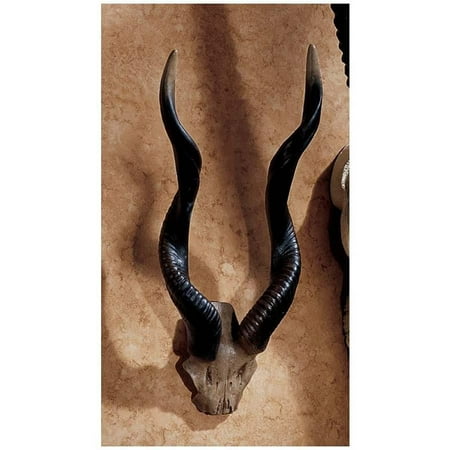 Wall Trophy - 18"H Classic African Kudu Horns Wall Skull Sculptural Decor Trophy