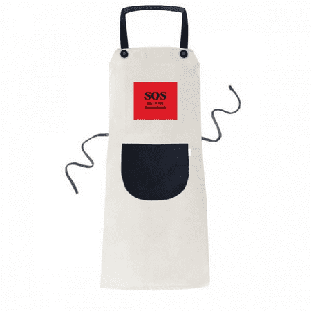

Cry Help Rescue Emergency Apron Adjustable Bib Cotton Linen BBQ Kitchen Pocket Pinafore