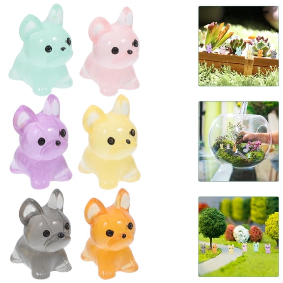OUNONA 12Pcs Mini Dog Figurines Resin Pink Ornaments Home Decoration