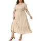 thumbnail image 4 of Vestidos de mujer de tallas grandes Agnes Orinda, con mangas cortas, cuello redondo, vestido básico de verano tipo maxi, color albaricoque, talla 3X, 4 of 6