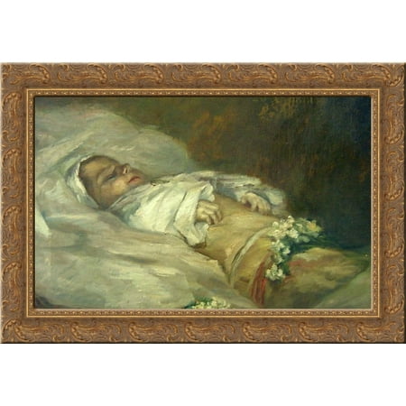 Enfant Mort (detail) 24x18 Gold Ornate Wood Framed Canvas Art by Albert Dubois-Pillet