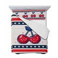 thumbnail image 7 of Quilts Twin Size Bedding Set, 4th of July Lightweight Quilted Comforter, Vintage Cherry Patriotic Red Blue Stars Striped Reversible Bedspread Coverlet with Pillow Covers for All Season, 68" x 86", 7 of 7