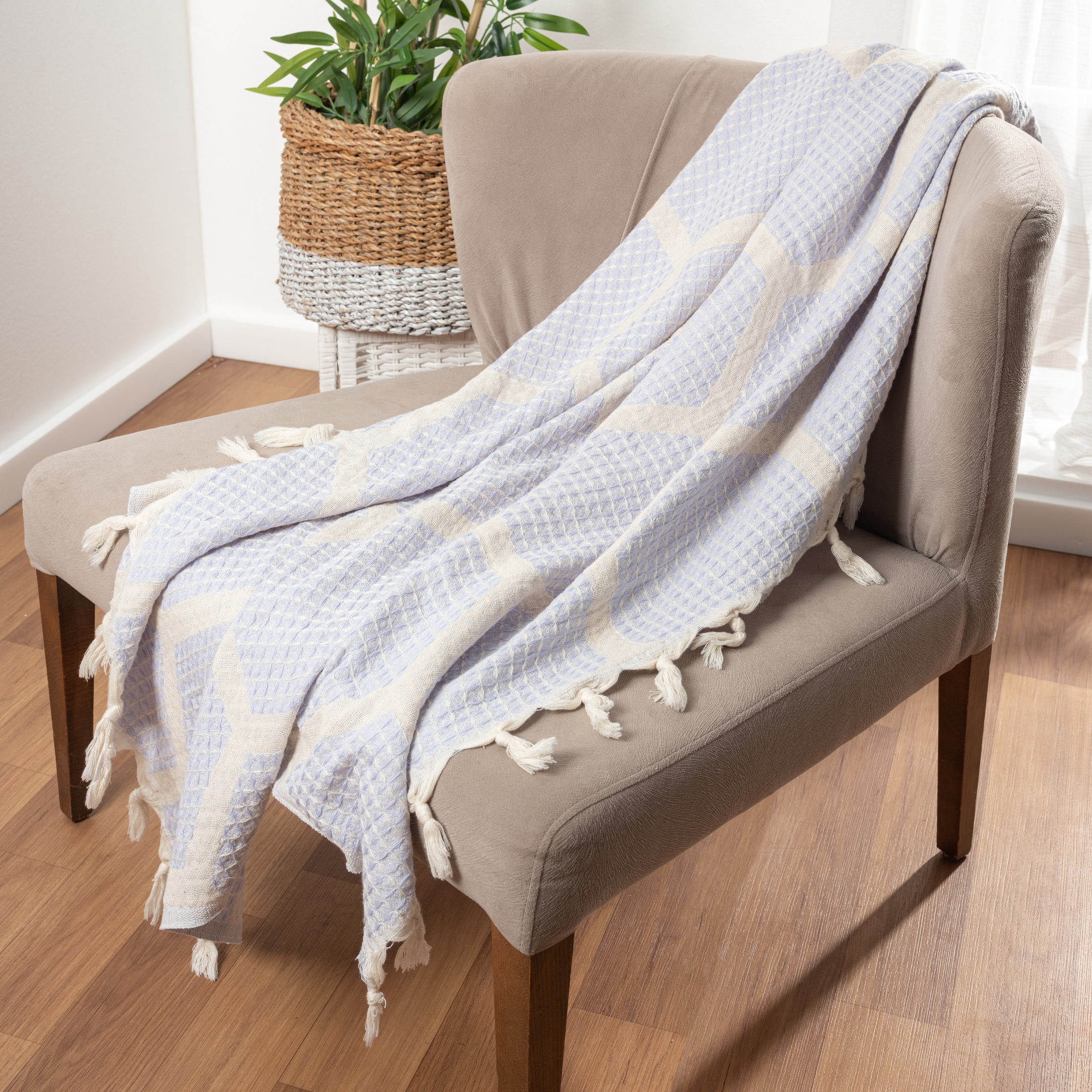 Ox Bay Lilac Honeycomb Hexagon Ultra-Soft Turkish Cotton Adult Throw Blanket, 50" x 60"