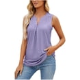 thumbnail image 4 of BAXLIMEK Camisetas sin mangas para mujer casual verano 2023 sueltas, blusa tipo túnica fruncida con ojales lisos y elegantes, 4 of 5