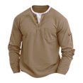 thumbnail image 2 of pstuiky camisas de hombre de manga larga, Camisa informal de manga larga con cuello en V y bolsillos de color liso para hombre top de hombre xxl, 2 of 8